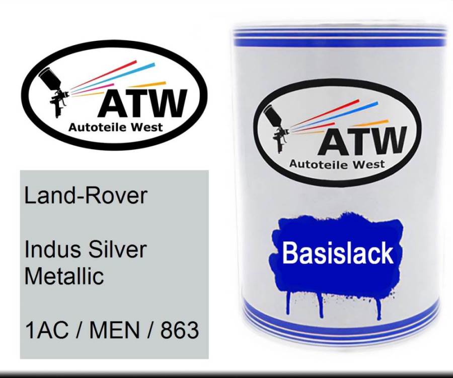 Land-Rover, Indus Silver Metallic, 1AC / MEN / 863: 500ml Lackdose, von ATW Autoteile West.